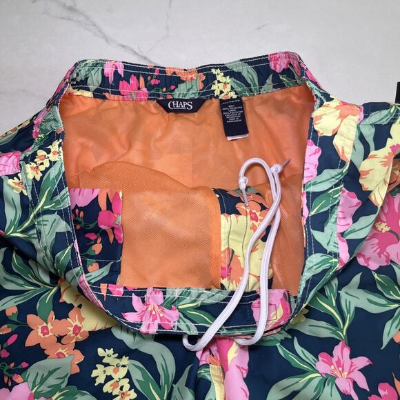 Men's Swim Shorts Swimming Trunks Beach Board Swimwear Lined NWT Chaps Tropical - Picture 6 of 12